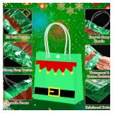 Marspark 24 Pcs Christmas Clear PVC Gift Bags with Handle Santa Elf Belt Gift Bags Reusable Plastic Goodie Tote Bag for Christmas Party Favor Winter Xmas Party Favor Supplies, 6.3x5.91x3.15 Inch