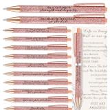 36 Set Inspirational Pens for Women Bulk - Rose Gold Glitter Ballpoint Pens with Quotes for Coworker Appreciation Gifts - Nurse Teacher Staff Christmas Desk Accessories Office Supplies (Confidence)