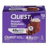 Quest Chocolate Protein Milkshake, 45g Protein, Bottles, 12 pk./14 fl. oz.