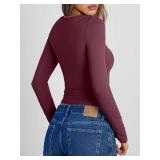 Trendy Queen Womens Long Sleeve Shirts Crop Tops Fall Fashion 2026 Going Out Basic Winter Clothes SIZE 2XS