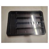 Aujen Silverware Organizer - Expandable Kitchen Drawer Organizer, Adjustable Utensil Organizer, Cutlery Tray for Forks, Knives, Multipurpose Kitchen Organizers and Storage Solution, Black, Medium