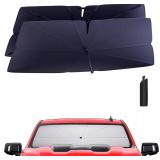 Windshield Sun Shade Umbrella: for Chevy Silverado-1500-2019-2025 - Front Custom Car Window Shades - Double Thickened Foldable Silverado 1500 Sunshades Block UV Keep Cool