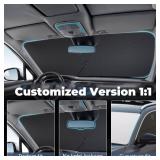 Windshield Sun Shade Umbrella: for Chevy Silverado-1500-2019-2025 - Front Custom Car Window Shades - Double Thickened Foldable Silverado 1500 Sunshades Block UV Keep Cool