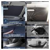Windshield Sun Shade Umbrella: for Chevy Silverado-1500-2019-2025 - Front Custom Car Window Shades - Double Thickened Foldable Silverado 1500 Sunshades Block UV Keep Cool