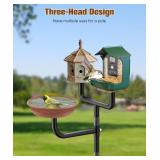 3 Holders Upgrade Bird House Pole with 90inch for Outdoor Bird Feeder Bath, Heavy Duty Adjustable Birdhouse Stand with 4 Plates & 5 Prong Base for Garden, Yard(NO Birdhouse & Birdbath)
