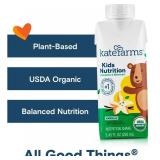 KATE FARMS Organic Kids Nutrition Vanilla Shake, 8g Protein, 27 Vitamins and Minerals, Meal Replacement, Gluten Free, Non-GMO, 8.45 oz (6 Pack)