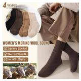 Merino Wool Warm Socks for Women, Hiking Cozy Thermal Crew Boot Socks for Winter And Christmas Gifts