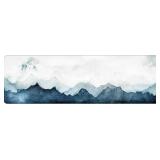 QIYI Anti Fatigue Kitchen Mat 1 Piece Floor Runner Rug PVC Leather Waterproof Oil Proof Matt Non Slip Ergonomic Standing Mat Foam Cushioned Doormat 17' W x 59' L - Blue and White Watercolor Mountain