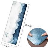 QIYI Anti Fatigue Kitchen Mat 1 Piece Floor Runner Rug PVC Leather Waterproof Oil Proof Matt Non Slip Ergonomic Standing Mat Foam Cushioned Doormat 17' W x 59' L - Blue and White Watercolor Mountain