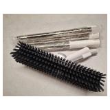 Floor Scrub Brush with Long Handle, 3 in 1 Scrape and Heavy-Duty Stiff Bristle Floor Scrubber Brush with Squeegee and Tweezer for Cleaning Tile Wall Deck Bathroom Patio Garage Kitchen (White)