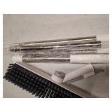 Floor Scrub Brush with Long Handle, 3 in 1 Scrape and Heavy-Duty Stiff Bristle Floor Scrubber Brush with Squeegee and Tweezer for Cleaning Tile Wall Deck Bathroom Patio Garage Kitchen (White)