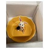 DIHOclub Cute Rabbit Candy Bowl Ceramic Candy Dish (Yellow Rabbit)