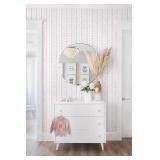 CiCiwind 197' 17.3' White and Pink Peel and Stick Wallpaper Geometric Stripe Contact Paper Dot Wall Paper Removable Self-Adhesive Wallpapers for Bedroom Bathroom Kitchen Cabinets Shelves