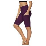 ALONG FIT Women High Waisted Biker Shorts Tummy Control Workout Yoga Shorts with Pockets Athletic Workout Running SIZE XXL, BLACK