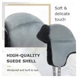 Windproof Suede Trapper Hat Cozy Plush Russian Ushanka Hat with Ear Flaps, for Men & Women