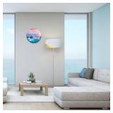 XNM Modern Blue Beach Wall Clocks Battery Operated 12 Inch Round Decorative Wall Clock for Living Room Quiet Waterfall Wall Clock