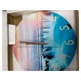 XNM Modern Blue Beach Wall Clocks Battery Operated 12 Inch Round Decorative Wall Clock for Living Room Quiet Waterfall Wall Clock