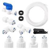 26pcs Ice Maker Water Line Kit, 1/4 Fridge Water Line Kit Include 49.2ft PE Tube and Fittings for Ice Maker Coffee Machine Refrigerator