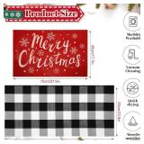 2 Pcs Christmas Doormat 24' x 51' Christmas Outdoor Rug and 18' x 28' Merry Christmas Coir Doormat Welcome Mat Xmas Non Slip Floor Mat for Outside Entrance Front Porch(Snowflake)