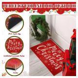 2 Pcs Christmas Doormat 24' x 51' Christmas Outdoor Rug and 18' x 28' Merry Christmas Coir Doormat Welcome Mat Xmas Non Slip Floor Mat for Outside Entrance Front Porch(Snowflake)