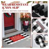 2 Pcs Christmas Doormat 24' x 51' Christmas Outdoor Rug and 18' x 28' Merry Christmas Coir Doormat Welcome Mat Xmas Non Slip Floor Mat for Outside Entrance Front Porch(Snowflake)