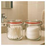 Set of 2 airtight wide mouth glass jar with lid 17oz 0.5 liter Clear Glass Kitchen, Pantry Organizer. Keep your food, grains coffee, tea, cookies and candies dry, fresh. (Oval PC11002-F)