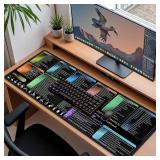 Excel Cheat Sheet Desk Mat, Shortcut Keys Word,Outlook,Windows,PowerPoint Mouse Pad, Large XXL Gaming Mouse pad, Non-Slip Stitched Edges Computer Mat 35.4' x 15.7', Office Employee Appreciation Gifts