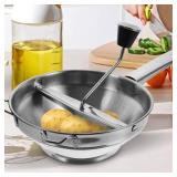 Food Mill Stainless Steel, Rotary Food Mill for Tomato Sauce, Mashed Potatoes, Applesauce, Jams and More, Potato Ricer (Silver)