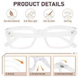 MMOWW Oversized Reading Glasses for Women 4 Pairs Oprah Style Blue Light Blocking Computer Readers Clear+Purple+Blue+Red+1.0