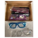 MMOWW Oversized Reading Glasses for Women 4 Pairs Oprah Style Blue Light Blocking Computer Readers Clear+Purple+Blue+Red+1.0