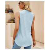 Sleeveless Tops for Women Dressy Casual Summer Blouses Trendy Eyelet Office Work Shirts, Small