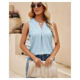 Sleeveless Tops for Women Dressy Casual Summer Blouses Trendy Eyelet Office Work Shirts, Small