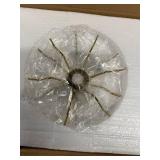 2 Packs Gold Semi Flush Mount Ceiling Light Fixtures Glass Vintage Hallway Light Fixture, Indoor Close to Ceiling Lamp for Hallway Entryway Kitchen, Bulb Not Included (Feather)