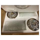 2 Packs Gold Semi Flush Mount Ceiling Light Fixtures Glass Vintage Hallway Light Fixture, Indoor Close to Ceiling Lamp for Hallway Entryway Kitchen, Bulb Not Included (Feather)