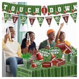 Football Party Decorations, Football Plates Napkins Tablecloth Banner Touch Down Football Party Supplies Kit for Football Game Day Tailgate Party, Football Birthday Party Decorations, Serve 25
