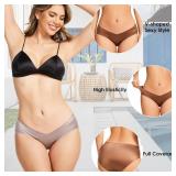 5Pack Silk Underwear for Women Sexy Bikini Panties Low Rise Soft V-Waist Cheeky Thongs for Women Size Medium