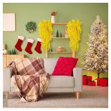 RECUTMS 4 Pack Artificial Hanging Plants Fake Eucalyptus Leaf Greenery Vine Plant UV Resistant Plastic Wall Decor for Ivy Patio Office Shelf Wedding (Pure Yellow)