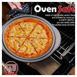 Unokit Pizza Pan for Oven - 13' 2PCS Round Carbon Steel Pizza Pan, Non-Stick Pizza Tray with Perforated Holes and Grip Handles, Dishwasher Safe, Grey