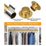 Closet Rods for Hanging Clothes, 17-40 Inch Heavy Duty and Stepless Adjustable Closet Poles, Stainless Steel Closet Hanging Rod for Closet, Wardrobes, Laundry Room, Bathroom, RV (Gold)