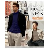 5 Pack Mens Big and Tall Mock Turtleneck Long Sleeve Shirts Plus Size Basic Casual Thermal Pullover Tops Size 5XL
