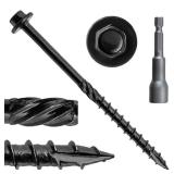 Lag Screws for Wood, #14 X 4 Inch Structural Wood Screws, 50pcs Heavy Duty Black Timber/Log/Landscaping Wood Screws, Exterior Coated Heavy Duty Screws Rust Resistant, Hex Socket Included