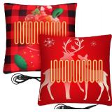 2 Pcs 17.7'x17.7' Heated Pillow for Lumbar Support Electric Pillow for Office Chair 5 Heat Setting USB Heated Throw Pad for Period Cramp Abdomen Neck Winter Gift No Power Bank Included(Vivid Style)