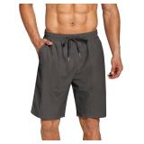 COOFANDY Men's Summer Beach Shorts Lightweight Elastic Waist Drawstring Casual Shorts with Pocket Size Large