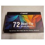 72 Colors Acrylic Paint Markers, Dual Tip with Fine Tip and Brush Tip Pens for Stone, Wood, Calligraphy, Canvas, Ceramic, Metal, Glass, Rock Painting, DIY Crafts