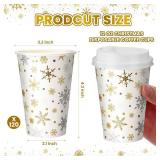 Snowflake Disposable Coffee Cups with Lids Hot Cold Beverage Coffee Cups for Winter Valentine's Day Christmas Party Tea Cafe Home Restaurant Picnic Drinking(240 Pcs,12 oz)
