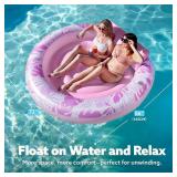 SLOOSH Inflatable Tanning Pool Lounger Float, 72' x 56' Pool Floats Adult with Pillow, 4 in 1 Round Suntan Tub Raft Floatie,Sunbathing Bed Lounge for Water Blow Up Ball Pit Party Gifts, Pink