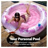 SLOOSH Inflatable Tanning Pool Lounger Float, 72' x 56' Pool Floats Adult with Pillow, 4 in 1 Round Suntan Tub Raft Floatie,Sunbathing Bed Lounge for Water Blow Up Ball Pit Party Gifts, Pink