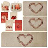 11 Pcs Valentine's Day Kitchen Decor and Accessories Set 3 Kitchen Mats 4 Love Heart Resistant Oven Mitts 4 Dish Towels,17x29&17x47 Inch Non Slip Rugs Valentine Decorations for Home