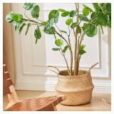 Seagrass Plant Basket, Wicker Woven Laundry Basket, Large Wicker Plant Baskets, Seagrass Baskets Planter for Plants Indoor(Unfolded Size 17.72' Diameter x 14.17' Height)