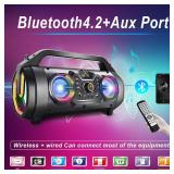 Bluetooth Speaker, 30W Portable Bluetooth Boombox with Subwoofer, FM Radio, RGB Colorful Lights, EQ, Stereo Sound, Booming Bass, 10H Playtime Wireless Party Speaker for Home, Outdoor, Travel, Camping Bluetooth Speaker, 30W Portable Bluetooth Boombox with Subwoofer, FM Radio, RGB Colorful Lights, EQ, Stereo Sound, Booming Bass, 10H Playtime Wireless Party Speaker for Home, Outdoor, Travel, Camping